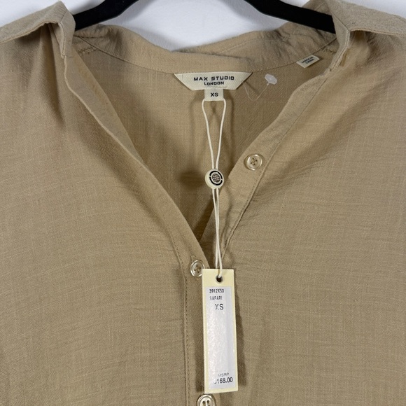 NWT Max Studio Safari Tab Sleeve Collar V-Neck tiered maxi dress - Picture 4 of 9